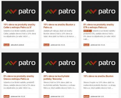 Slevové kupóny do obchodu Patro.cz 