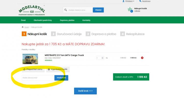 Modelartikl slevové kupóny a slevové kódy