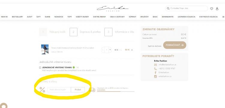 Erikafashion zľavové kódy a zľavové kupóny