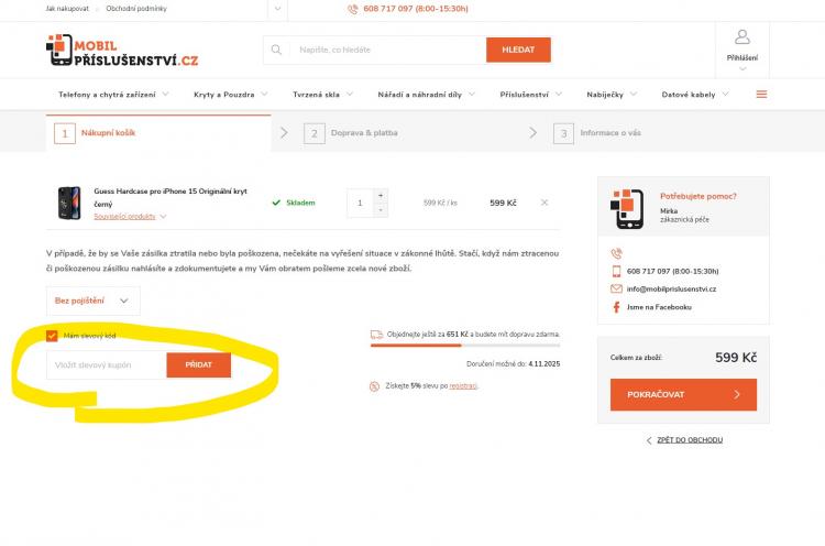 Mobilprislusenstvi slevové kupóny a slevové kódy